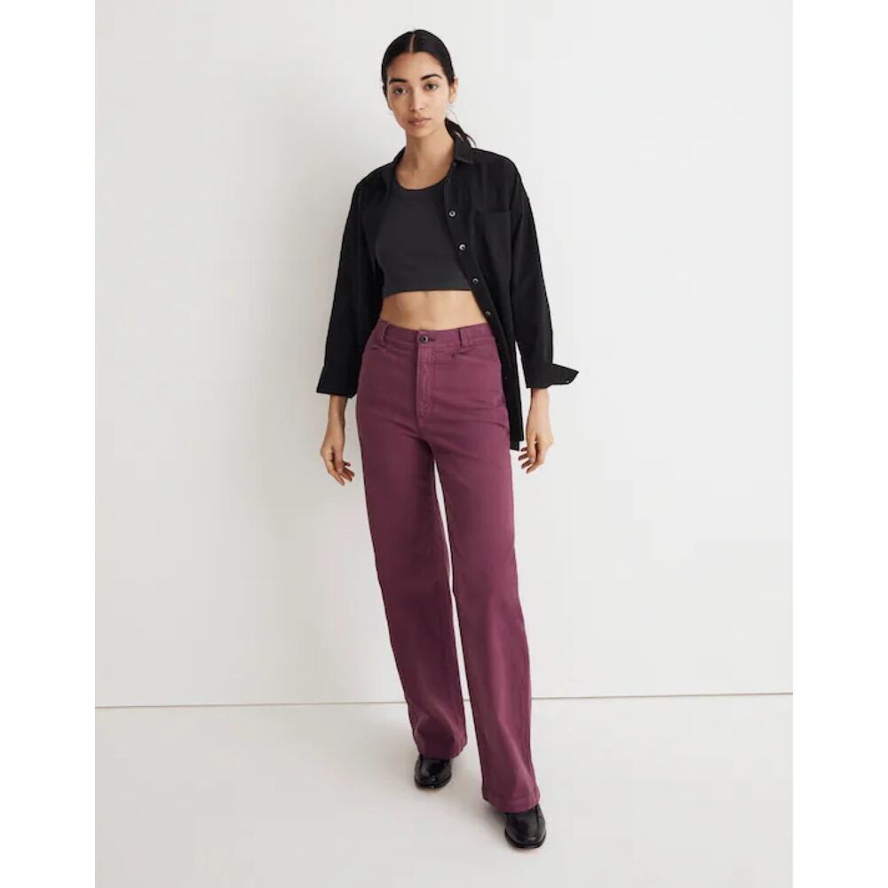 New Madewell Petite Emmett Wide Leg Pants Garment Dyed Ed in Iris Bloom Size 27P